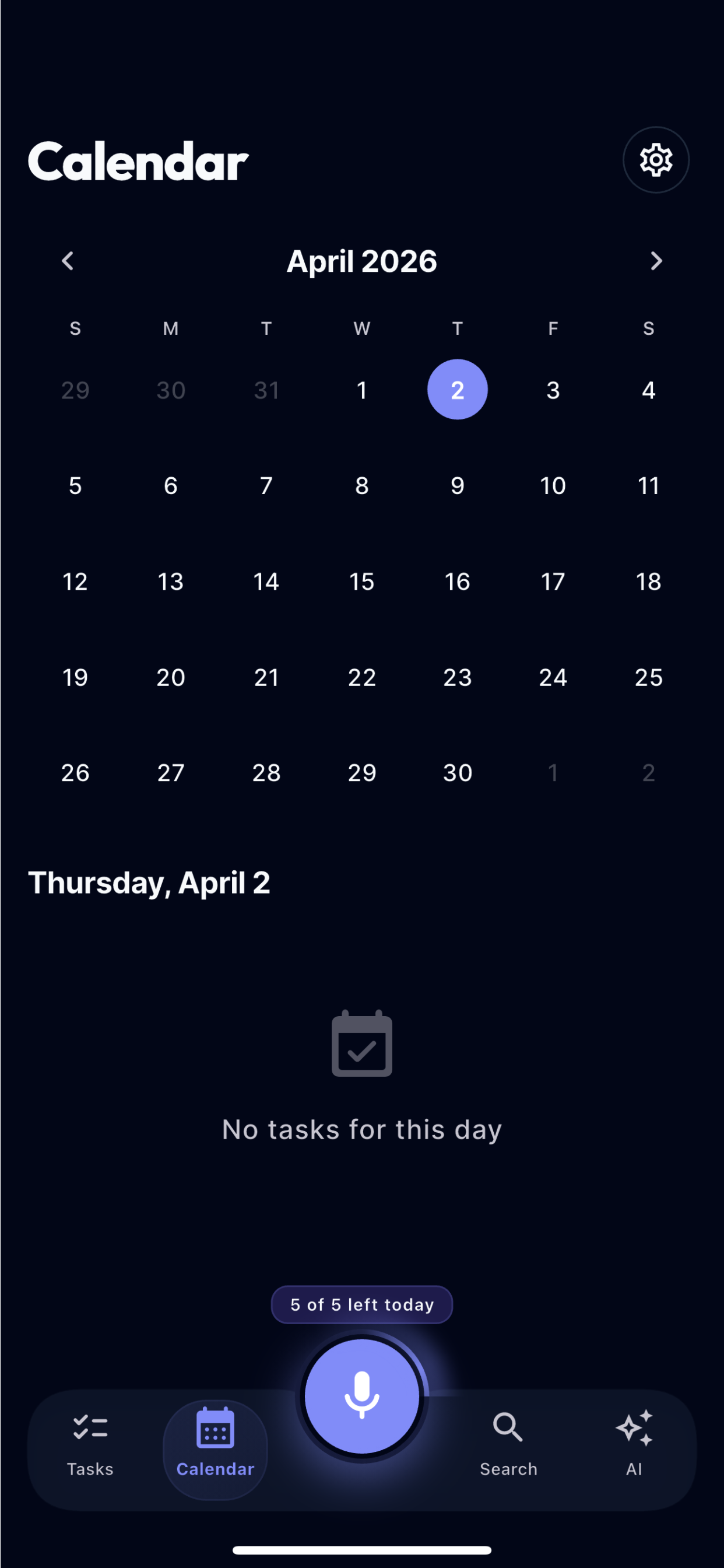 PlannerNext calendar view