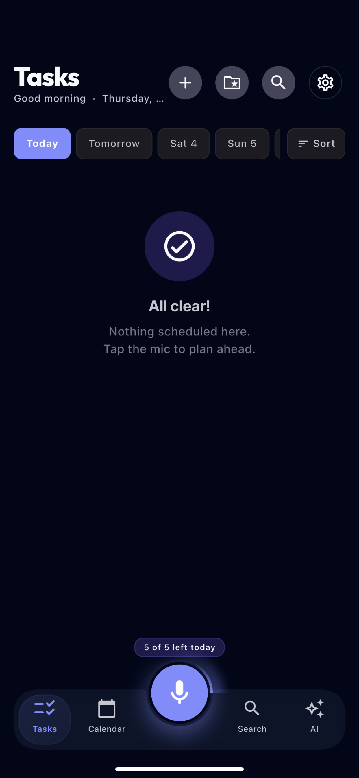 PlannerNext tasks view